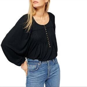 Free People devin Henley top black sz L
